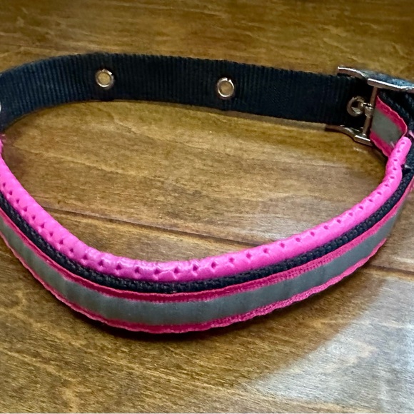 Reflective Pink and Gray Dog Collar - Picture 2 of 6